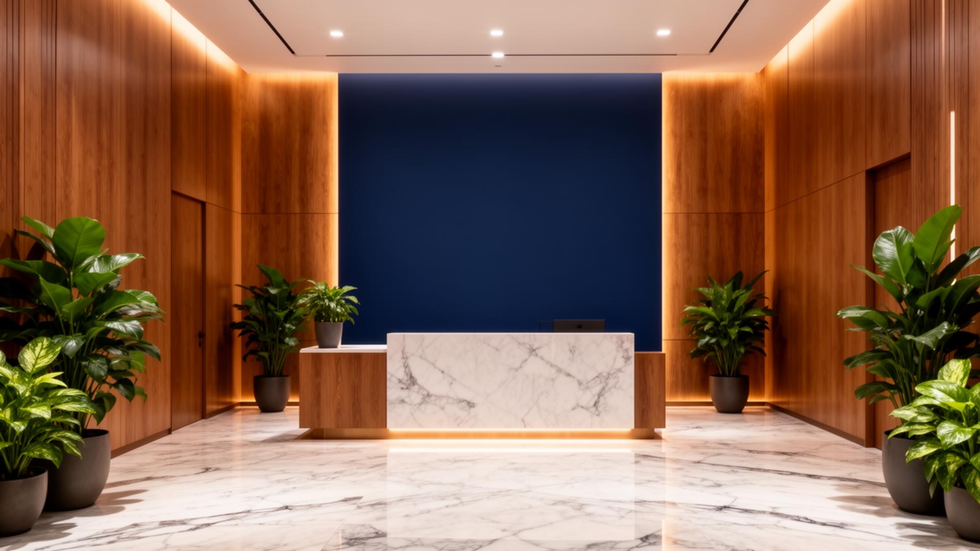 Modern corporate reception lobby